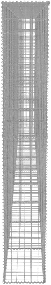 Galvanized Steel Gabion Wall with Cover, Gabion Mesh Wire Wall Panel Galvanized Steel Garden Stone Wire Basket Fencing Patio Decorative Fence, 236.2"x11.8"x78.7",-137