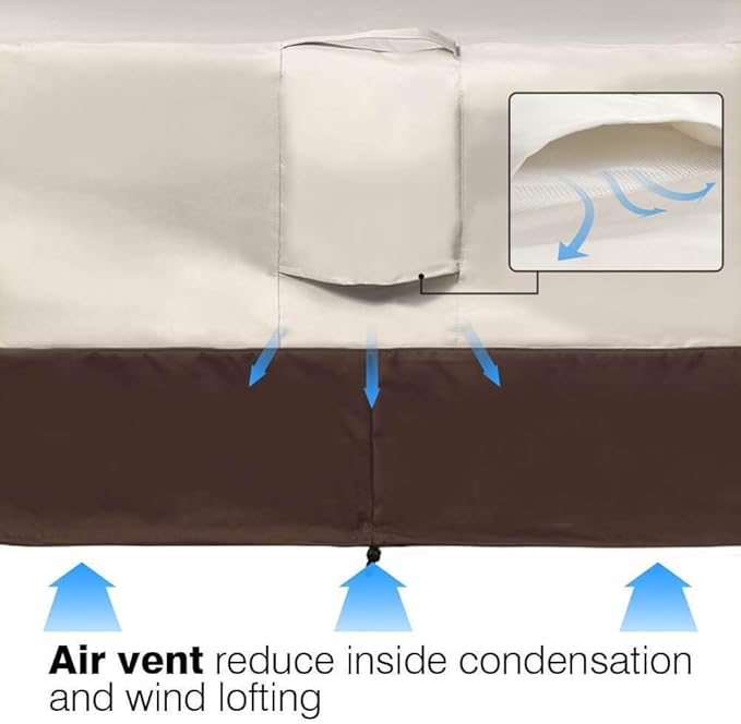 Vailge Waterproof Patio Furniture Set Cover with Padded Handles, Patio/Outdoor Table Cover, Patio/Outdoor Dining Square Table Chairs Cover(Large,Beige & Brown)