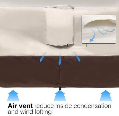 Vailge Waterproof Patio Furniture Set Cover with Padded Handles, Patio/Outdoor Table Cover, Patio/Outdoor Dining Square Table Chairs Cover(Large,Beige & Brown)