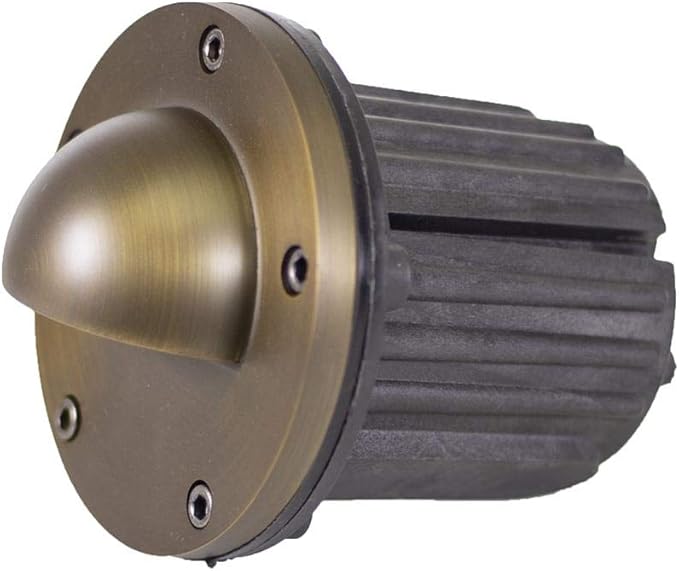 12V Brass In-Ground Well Light (Beacon Top) with 5W 2700K Warm White MR16 LED Bulb for Low Voltage Landscape Lighting of Outdoor Pathway, Garden, Shrubs, Columns or Trees