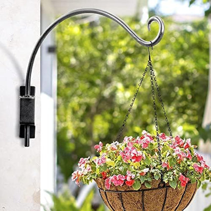 Qiang Ni Plant Hanger Outdoor: 16 Inch Bird Feeder Bracket for Garden Patio Decor - 2 Piece Swivel Adjustable Wall Mount Plant Hook for Hanging Flower Baskets
