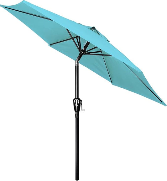 Simple Deluxe 7.5ft Patio Umbrella Outdoor Table Market Yard Umbrella with Push Button Tilt/Crank, 6 Sturdy Ribs for Garden, Deck, Backyard, Pool, Turquoise