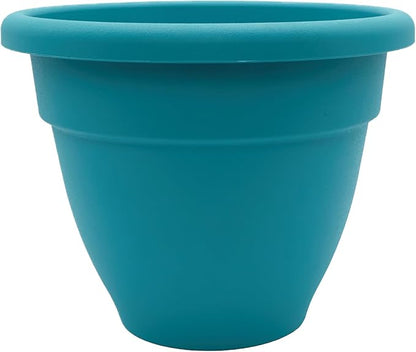 The HC Companies Caribbean Planter Pot - Outdoor & Indoor Plant Pot with Drainage Hole & Plug - Rolled Rim Plastic Pots for Plants & Flowers - Decorative Plant Pot (16" Dusty Teal, Pack of 1)