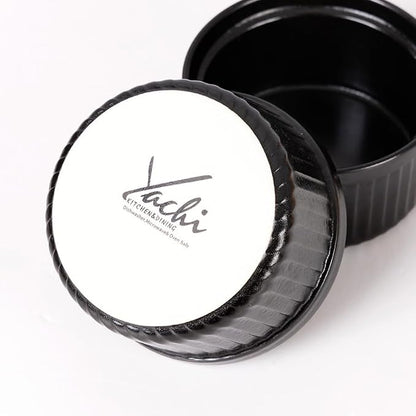 Yachi Ramekins Black, 4 oz 6 Pieces Ceramic Baking Ramekin Set of 6 Stoneware Bakeware Serving for Sauces Dipping Onion Soup Lava Cake Flan Creme Brulee Kit Pudding Mini Custard Ramekins Oven Safe Mini Custard Cups small Bowls for Souffle Merry Christmas