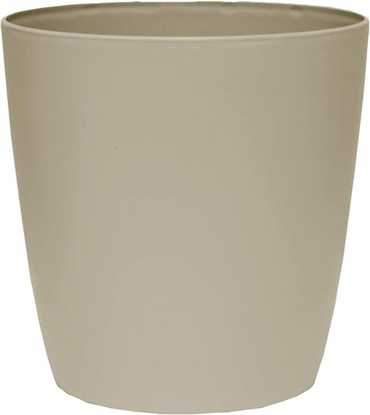 The HC Companies Aria Round Self-Watering Pot - Lightweight Plastic Planter for Herbs & More - Durable Plant Pots for Indoor Plants & Outdoor Plants (16" Beige, Pack of 1)