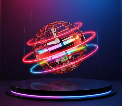 2025 Red Flying Orb Ball Toy – Hand Controlled LED Hover Drone, 360° Boomerang Spinner Cosmic Globe, Birthday Gift for Boys & Girls Ages 6-12, Indoor Outdoor Magic Ball, USB Rechargeable