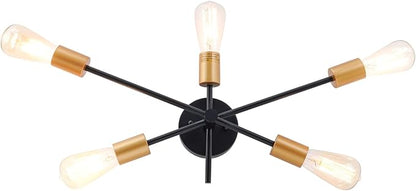 Modern Wall Sconce, Wall Lights for Living Room, Bath Light Wall Mount, Industrial Bathroom Vanity Light, 5-Light Sputnik Flush Mount Light Fixture for Entryway Bedroom Hallway