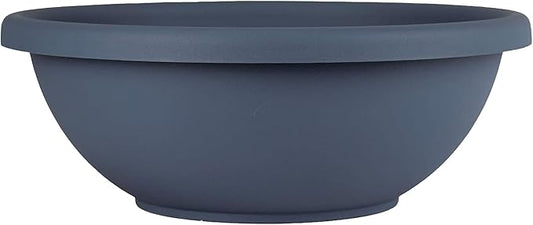 The HC Companies Shallow Planter with Drainage - Contemporary Garden Bowl Planter for Flowers, Herbs & More - Round Succulent Planter Pot for Indoors and Outdoors (14" Slate Blue, Pack of 1)