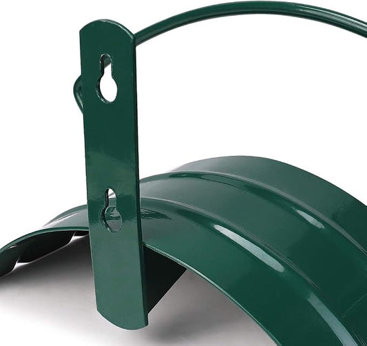 Eastrans Deluxe Wall Mount Garden Hose Hanger Duty Metal Hose Holder Easily Holds 125 3/4’’ Hose Solid Steel Extra Bracing Forest Green