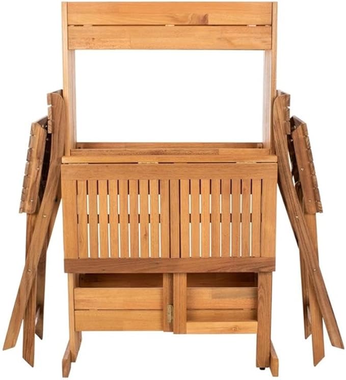 SAFAVIEH PAT7047A Outdoor Collection Barley Natural Flower Shelf 3-Piece Bistro Set