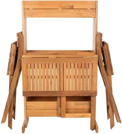 SAFAVIEH PAT7047A Outdoor Collection Barley Natural Flower Shelf 3-Piece Bistro Set