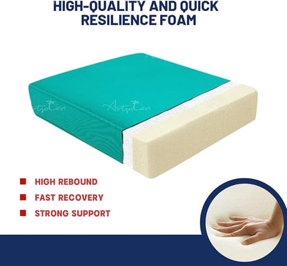 ARTPLAN Outdoor Deep Seating Cushions with Backrest Set, All-Weather Waterproof Patio Sofa Cushions for Sectionals, High-Resilience Foam Garden Furniture Cushion Cover,Aqua