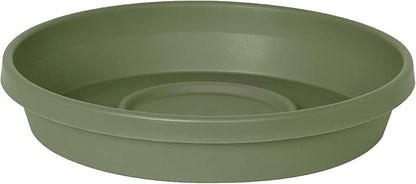 Bloem Terra Resin Saucer Tray: 11.25" Bottom Width - Matte, Durable, Ribbed Bottom, Indoor and Outdoor, Fits 14" Terra Pots, Living Green