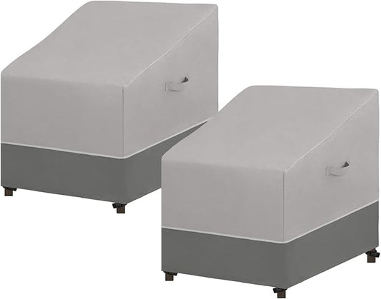 Easy-Going Patio Chair Cover UV Resistant Outdoor Chair Cover Bicolor Waterproof Outdoor Furniture Cover with Reflective Hemming (2 Pack-37Wx30Dx31H inch, Gray/Dark Gray)