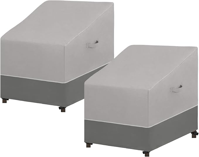 Easy-Going Patio Chair Cover UV Resistant Outdoor Chair Cover Bicolor Waterproof Outdoor Furniture Cover with Reflective Hemming (2 Pack-33.5Wx40Dx36H inch, Gray/Dark Gray)