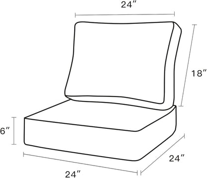 ARTPLAN Olefin 24x24 Deep Seat Patio Cushions for Outdoor Furniture,Extra 6 inch Thick,Back 18"x24",Removable,Replacement,Solid/Floral,Outdoor/Indoor,Navy Blue