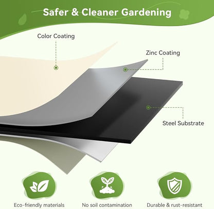 COMHOMA 3 Pack Round Raised Garden Bed 2x2x1ft,Galvanized Metal Planter Box Kit for Outdoor Gardening,Vegetable Flower Herb Growing Beds with Gloves Tools,White