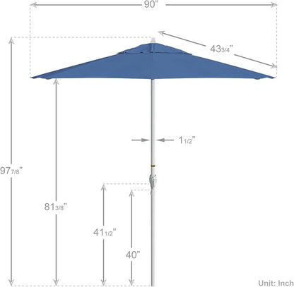 California Umbrella 7.5' Rd Aluminum Patio Umbrella, Crank Lift, Auto Tilt, White Finish