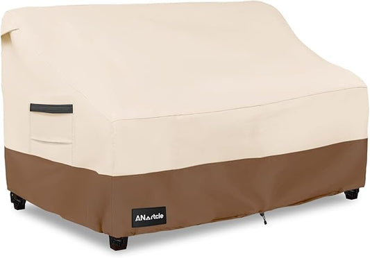 3-Seater Patio Sofa Cover,79W x 37D x 35H Inches Outdoor Couch Cover,100% Waterproof Heavy Duty Patio Sofa Covers,Patio Furniture Covers,Beige&Brown