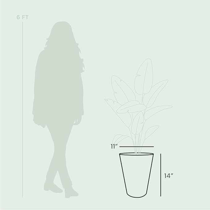 Bloem Tall Finley Tapered Round Planter: 14" - Casper White - Matte Textured Finish, 100% Recycled Plastic Pot, for Indoor and Outdoor Use, Gardening, 4 Gallon Capacity
