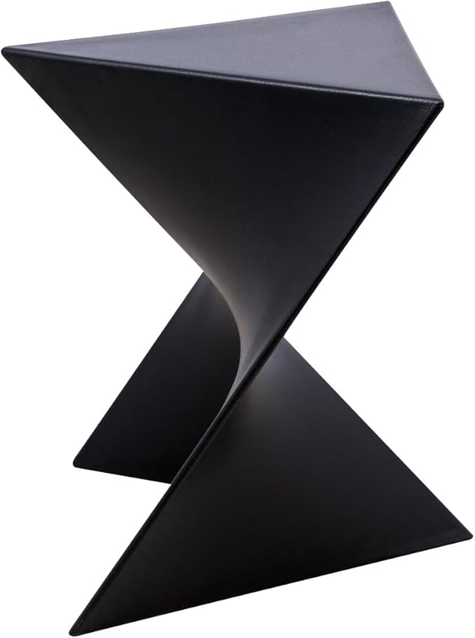 LeisureMod 15.75" Stackable Weather-Resistant Plastic Triangular Side Table - Accent End Table for Indoor & Outdoor Use (Black, Set of 2)