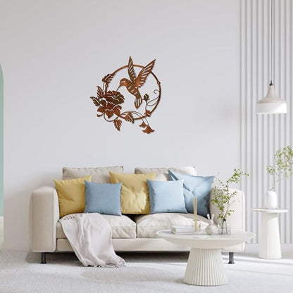 Velicber 12 Inches Metal Bird Wall Art Decor Birds Wall Art Hummingbird Wall Decor for Indoor Living Room Outdoor Wall Garden Fence Patio Decor