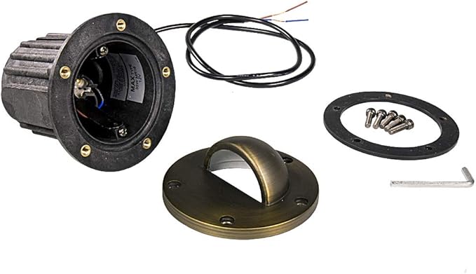 12V Brass In-Ground Well Light (Beacon Top) with 5W 2700K Warm White MR16 LED Bulb for Low Voltage Landscape Lighting of Outdoor Pathway, Garden, Shrubs, Columns or Trees