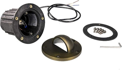 12V Brass In-Ground Well Light (Beacon Top) with 5W 2700K Warm White MR16 LED Bulb for Low Voltage Landscape Lighting of Outdoor Pathway, Garden, Shrubs, Columns or Trees