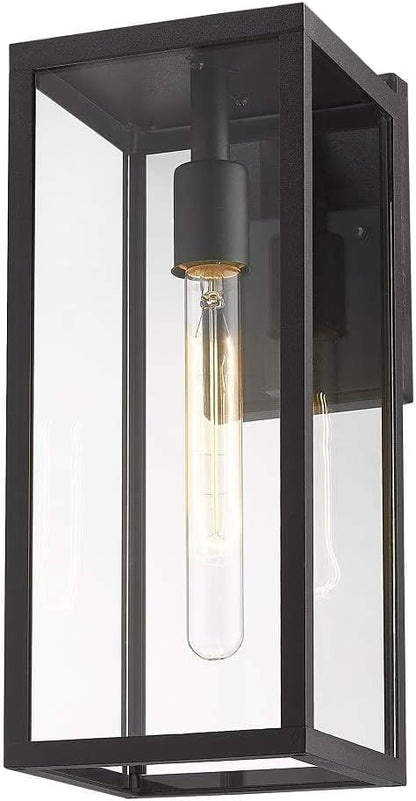 Bestshared Outdoor Wall Sconce Lights,Exterior Wall Lighting Fixtures with Clear Glass, Anti-Rust Modern Black Outside Lantern Lamp for House Front Porch Doorway Patio (Black, 15"-1 Pack)