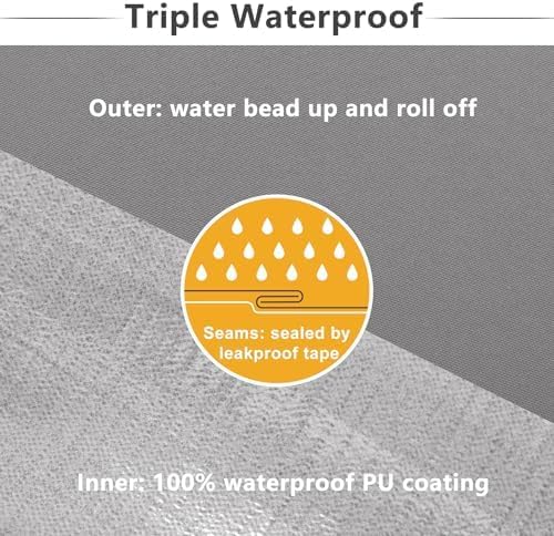 Favoyard Patio Chair Cushions 20 x 20 x 3 Inch Waterproof Outdoor Seat Cushions for Patio Furniture 3-Year Color Fastness Garden Sofa Couch Chair Pads with Handle & Adjustable Straps Set of 2, Grey