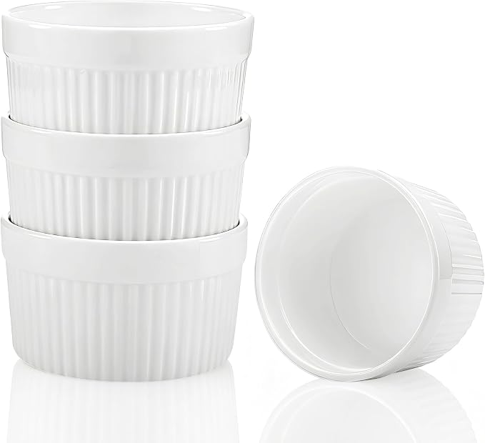 4 Pcs Ceramic Ramekins Oven Safe, Creme Brulee Ramekins (8 oz)