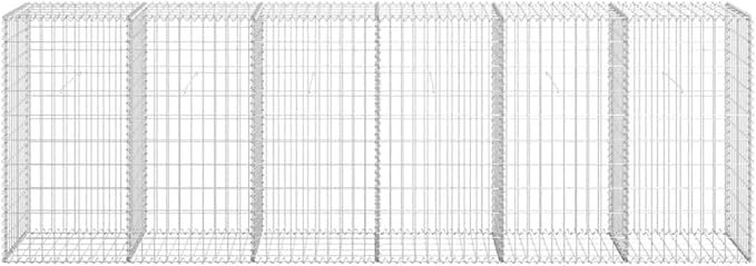 Galvanized Steel Gabion Wall with Covers, Gabion Mesh Wire Wall Panel Galvanized Steel Garden Stone Wire Basket Fencing Patio Decorative Fence, 118"x19.7"x39.4",-190