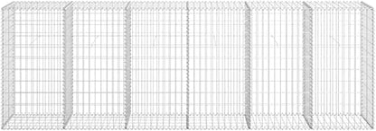 Galvanized Steel Gabion Wall with Covers, Gabion Mesh Wire Wall Panel Galvanized Steel Garden Stone Wire Basket Fencing Patio Decorative Fence, 118"x19.7"x39.4",-190