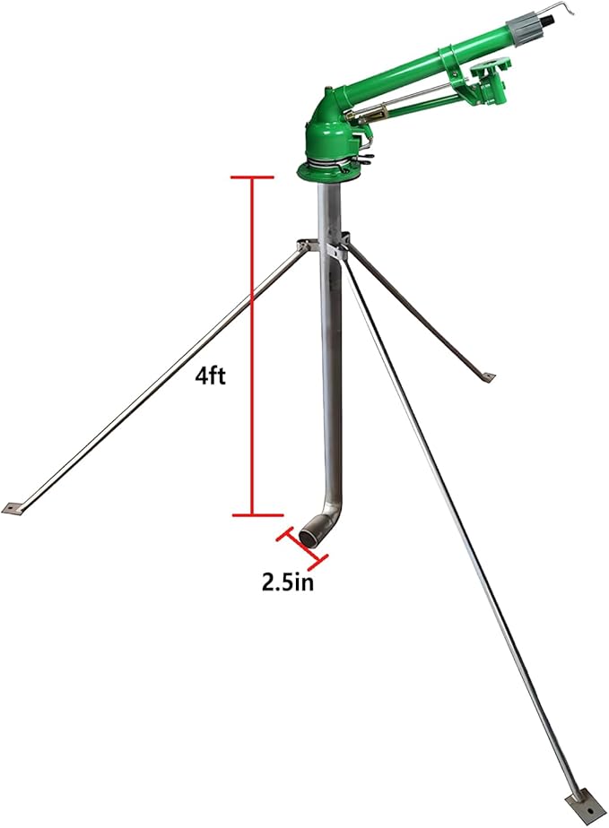 Farm Irrigation Sprinkler, 2 Adjustable Farm Sprinklers with 4 Replacement Nozzle - Watering Spray for Large Areas in Garden, Lawn, Irrigation - Includes Base for Easy Installation