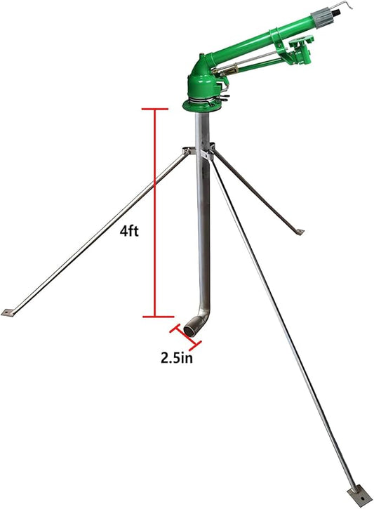Farm Irrigation Sprinkler, 2 Adjustable Farm Sprinklers with 4 Replacement Nozzle - Watering Spray for Large Areas in Garden, Lawn, Irrigation - Includes Base for Easy Installation