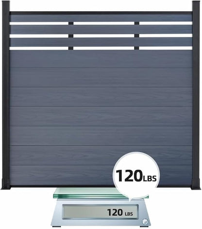 6x6 FT Wood Composite Privacy Fence Panel,Semi-Enclosed Outdoor AC Unit Cover,Trash Can Barrier | Weatherproof, Easy Installation, Durable Composite Fencing (Gray with 2 Post)