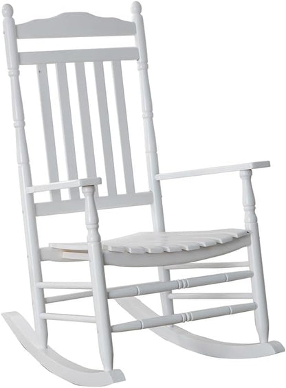 Rocking Chair Porch Rocker Outdoor Furniture Wooden Adult Rockers for Bistro Balcony Camping Lawn Garden Backyard Outside, White