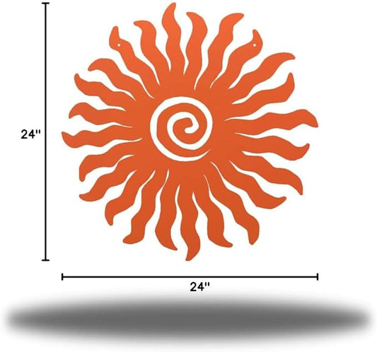 Riverside Designs Sunburst Metal Wall Art Steel Outdoor Decor - Heavy-Duty and Waterproof - Made in USA (24", Coral)