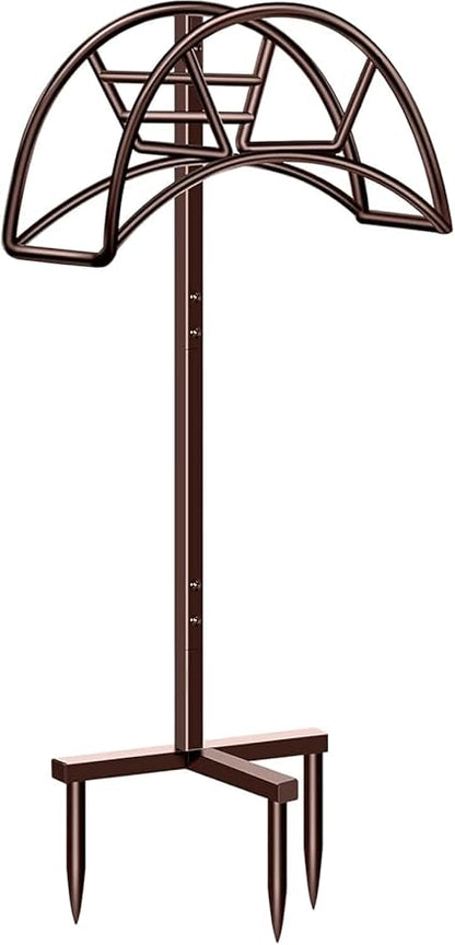 TomCare Garden Hose Holder Detachable Metal Water Hose Holder Hose Hanger Heavy Duty Free Standing Hose Storage Stand for Outside, Brown