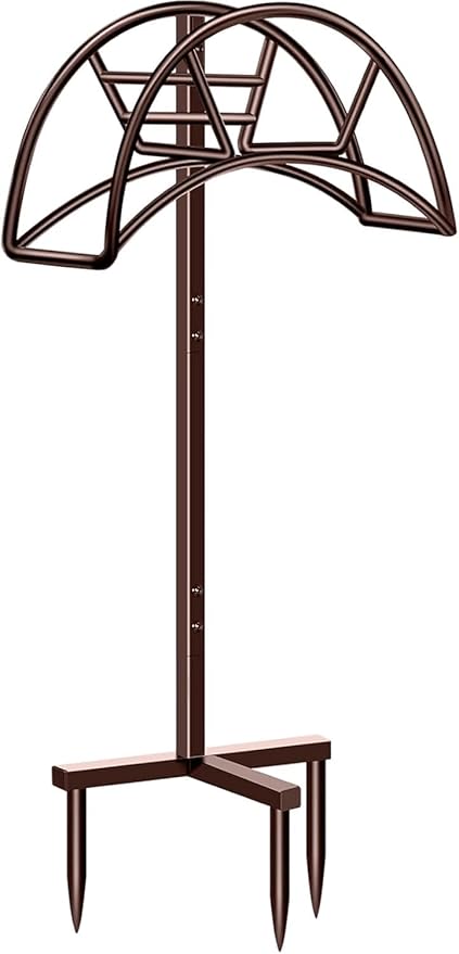 TomCare Garden Hose Holder Detachable Metal Water Hose Holder Hose Hanger Heavy Duty Free Standing Hose Storage Stand for Outside, Brown