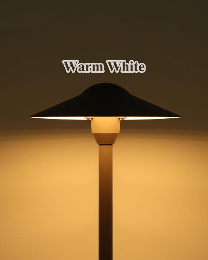 Low Voltage Landscape Path Lights, Aluminum Pathway Area Light, Replaceable 3W Warm White G4 LED Bulb, Extended Pole and Stake Included for Low Voltage Landscape Lighting, 2-Pack