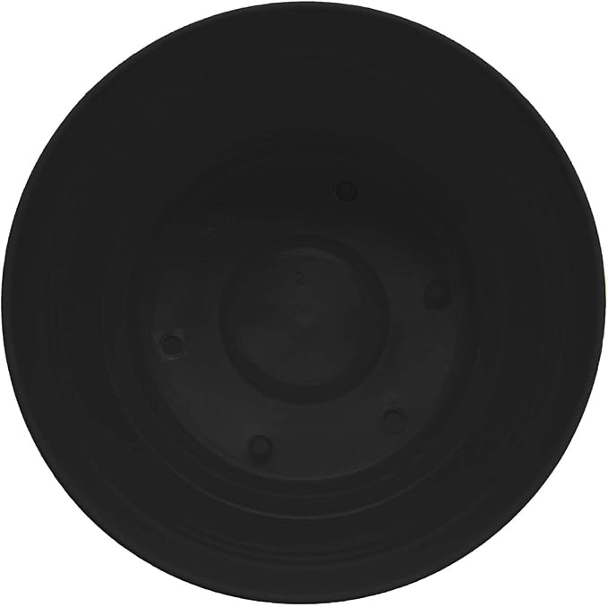 Bloem Saturn 5" Black Round Resin Planter Pot with Snap-in Saucer for Indoor and Outdoor Gardening