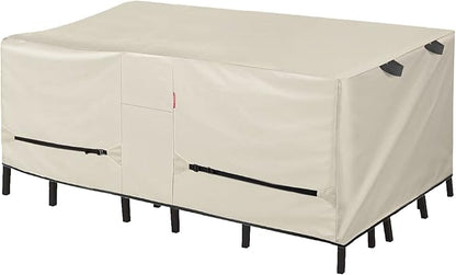 Porch Shield Patio Table Cover - Waterproof Outdoor Dining Table and Chairs Furniture Set Cover Rectangular - 108 x 70 inch, Beige
