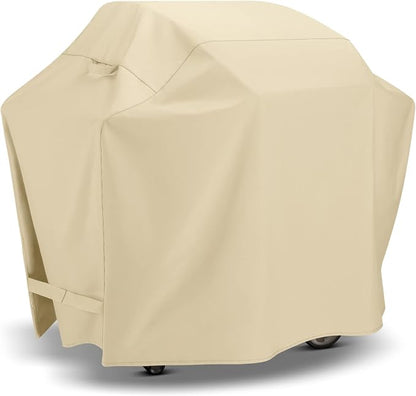 SunPatio BBQ Grill Cover 70 Inch, Outdoor Waterproof Large Barbecue Cover, All Weather Resistant Charcoal Gas Grill Protector, Compatible for Weber Char-Broil Nexgrill Napoleon and More, Beige