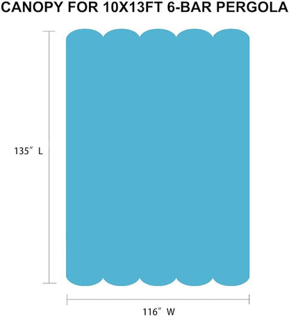 Pergola Shade Cover Replacement Canopy Top Compatible with 10 X 13 ft 6-Bar Pergola Frames - Turquoise Blue (Canopy Size 116" W x 135" L, Canopy Top Only)