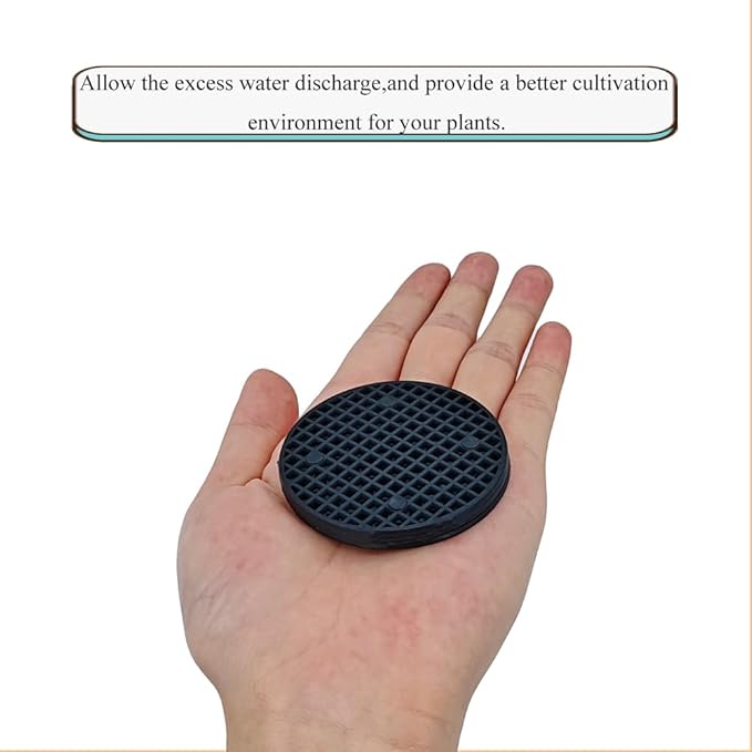 HAHIYO 20PCs 2.6Inch/6.5cm Black Round PP Plastic Flower Pot Hole Mesh Pad Bottom Grid Mat Bonsai Drainage mesh Hole Screens Gasket Prevent Soil Loss Breathable Gasket Drainage Netting for Bonsai