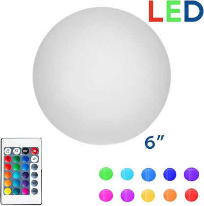 Novelty Lights 6 Inch RGB Sphere Rechargeable Night Light, Waterproof Mood Lighting with Remote Control, Color-Changing Glow Sphere for Indoor/Outdoor Use