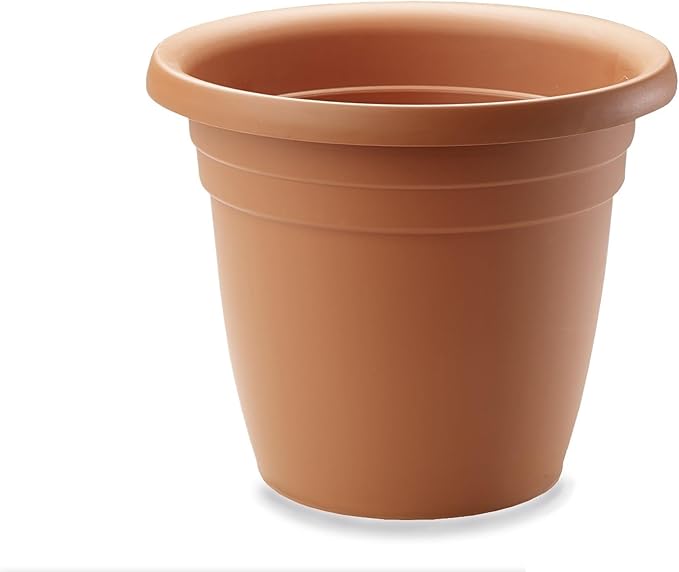 Crescent Too Indoor-Outdoor Emma Round Plastic Flowerpot 9 Inches Colored Planter (Terracotta)