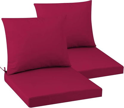 Outdoor Seat Cushion Set 24 x 24 In, Water-Resistant & Fade-Resistan, Patio Furniture Cushions with Removable Cover Deep Seat & Back Cushion with Handle and Adjustable Straps for Chair Sofa,2PC