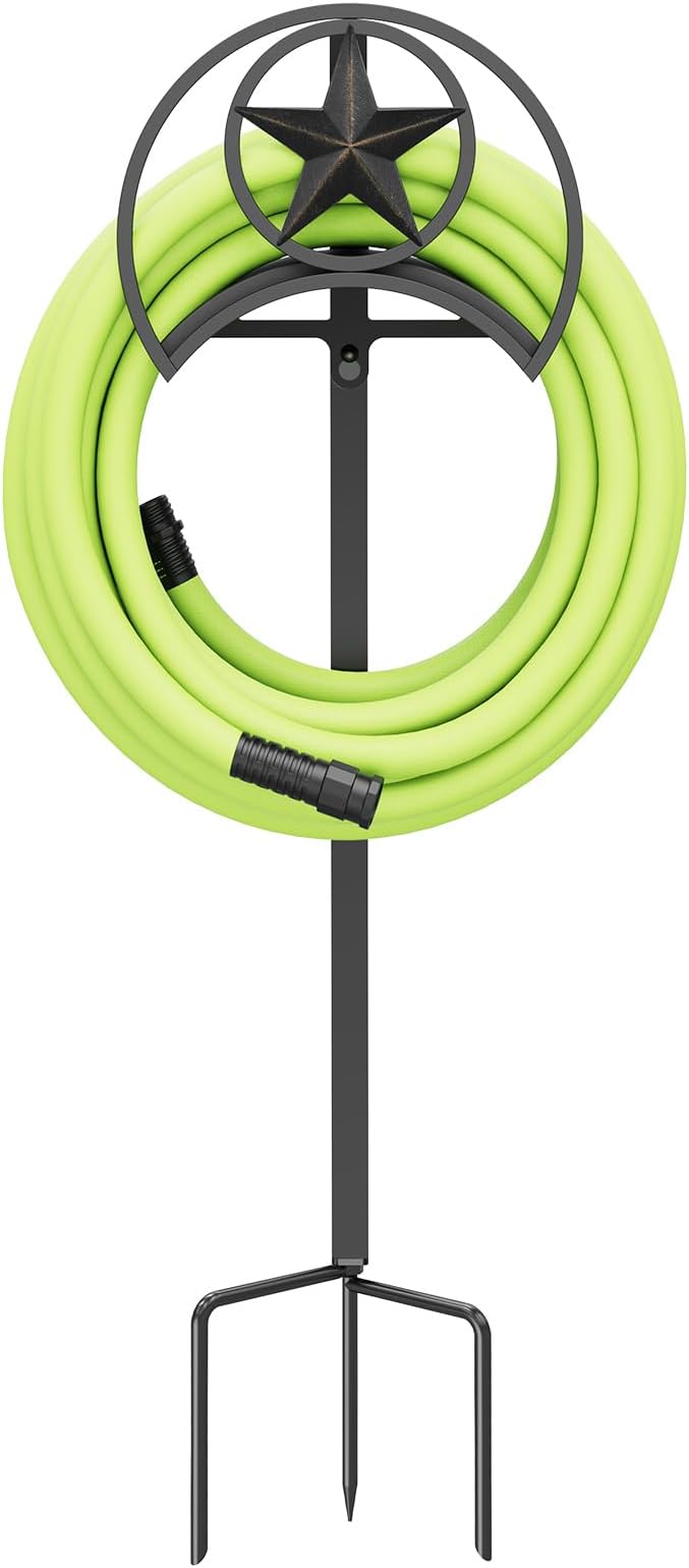GOFORWILD Garden Hose Holder, Star Decorative, Durable Wall Hose Hanger, Hose Reel, Holds 125-Feet of 5/8-Inch Hose, Made of Gauge Steel
